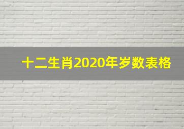 十二生肖2020年岁数表格