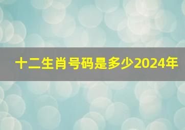 十二生肖号码是多少2024年