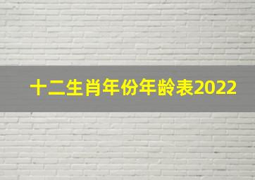 十二生肖年份年龄表2022