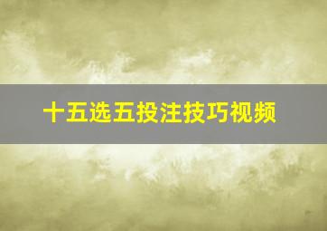 十五选五投注技巧视频