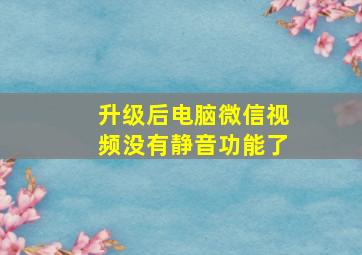 升级后电脑微信视频没有静音功能了