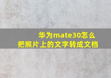 华为mate30怎么把照片上的文字转成文档