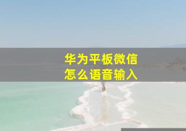 华为平板微信怎么语音输入