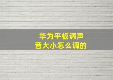 华为平板调声音大小怎么调的