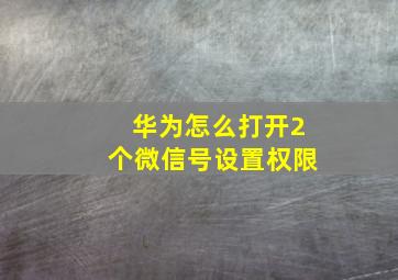 华为怎么打开2个微信号设置权限