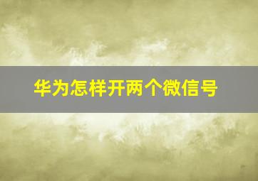 华为怎样开两个微信号