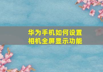 华为手机如何设置相机全屏显示功能