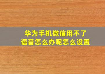 华为手机微信用不了语音怎么办呢怎么设置