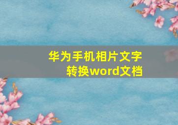 华为手机相片文字转换word文档