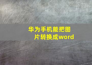 华为手机能把图片转换成word