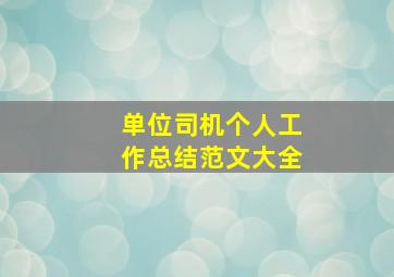 单位司机个人工作总结范文大全