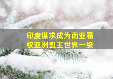 印度谋求成为南亚霸权亚洲盟主世界一级