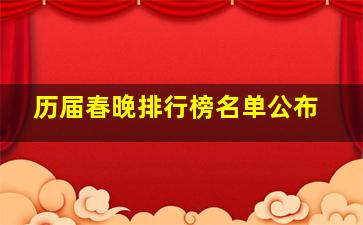 历届春晚排行榜名单公布