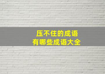 压不住的成语有哪些成语大全