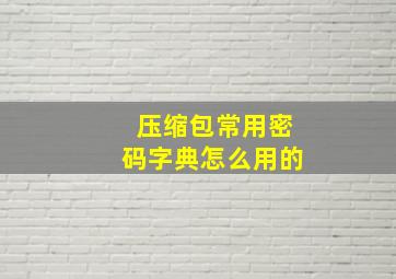 压缩包常用密码字典怎么用的