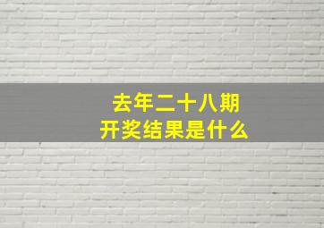 去年二十八期开奖结果是什么