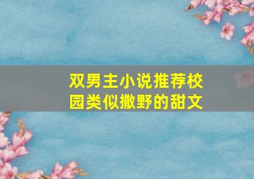 双男主小说推荐校园类似撒野的甜文