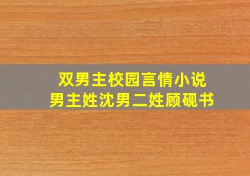 双男主校园言情小说男主姓沈男二姓顾砚书