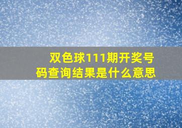 双色球111期开奖号码查询结果是什么意思