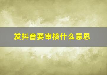 发抖音要审核什么意思