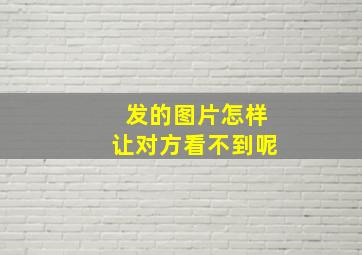 发的图片怎样让对方看不到呢