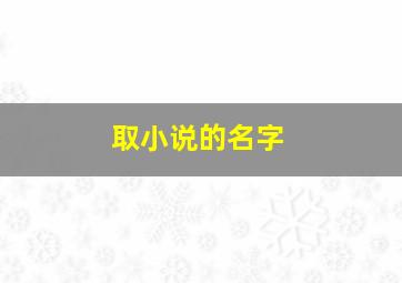 取小说的名字