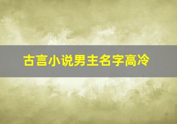 古言小说男主名字高冷