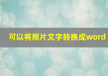 可以将照片文字转换成word