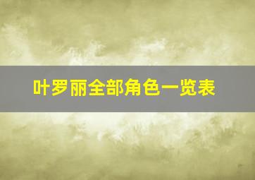 叶罗丽全部角色一览表