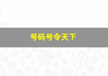 号码号令天下