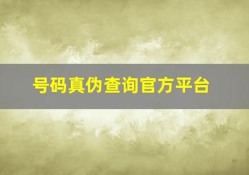 号码真伪查询官方平台