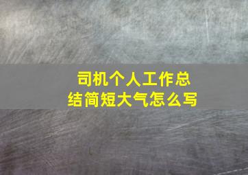 司机个人工作总结简短大气怎么写