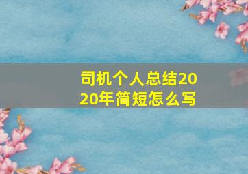 司机个人总结2020年简短怎么写