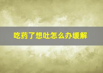 吃药了想吐怎么办缓解