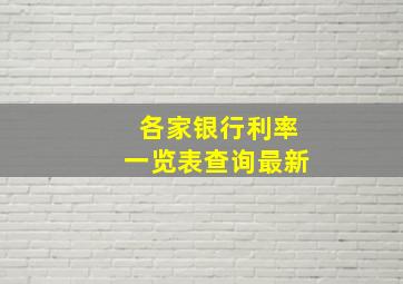 各家银行利率一览表查询最新