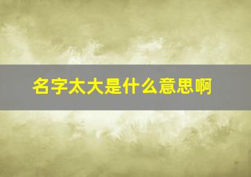 名字太大是什么意思啊