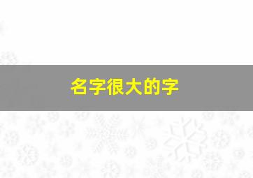 名字很大的字