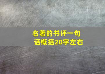 名著的书评一句话概括20字左右