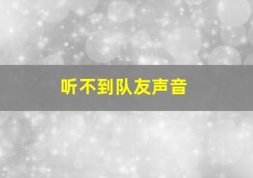 听不到队友声音