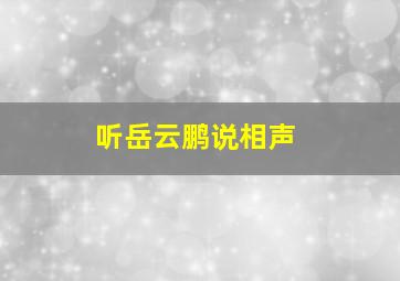 听岳云鹏说相声