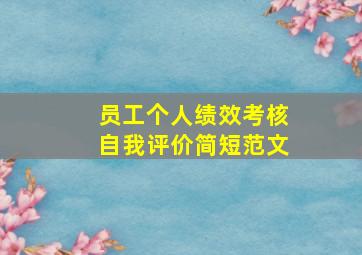 员工个人绩效考核自我评价简短范文