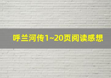 呼兰河传1~20页阅读感想