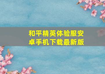 和平精英体验服安卓手机下载最新版