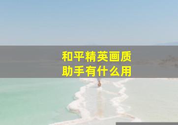 和平精英画质助手有什么用