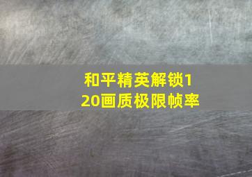 和平精英解锁120画质极限帧率