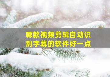 哪款视频剪辑自动识别字幕的软件好一点