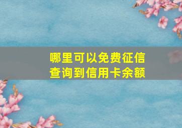 哪里可以免费征信查询到信用卡余额