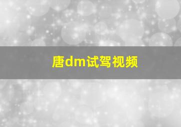 唐dm试驾视频