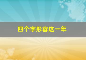 四个字形容这一年