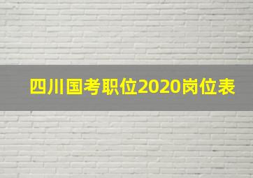 四川国考职位2020岗位表